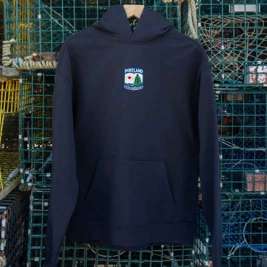 Hearts Embroidered Crest Hoodie (Unisex)