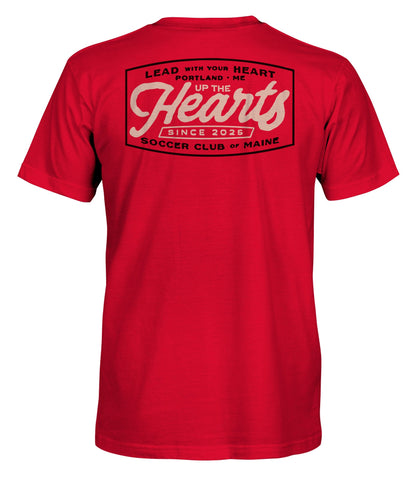 Portland Hearts of Pine Retro Hearts Cotton T-Shirt - Red